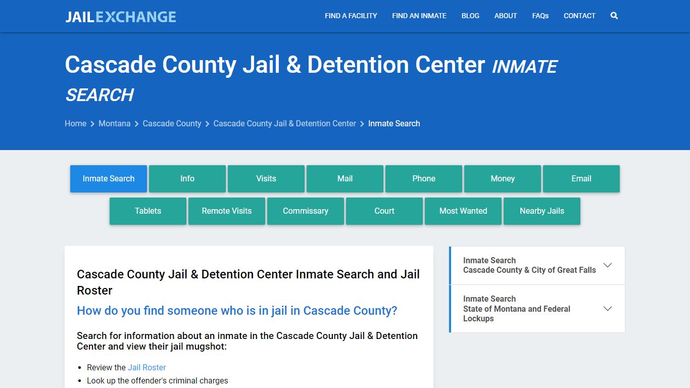 Cascade County Jail & Detention Center Inmate Search